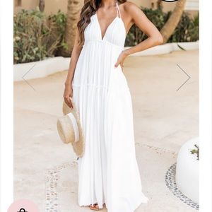 Pink lily white halter dress